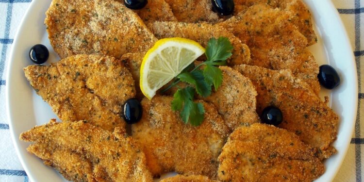 Bifes de frango panados no forno