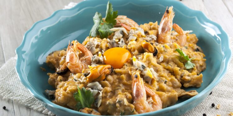 Açorda de marisco no forno