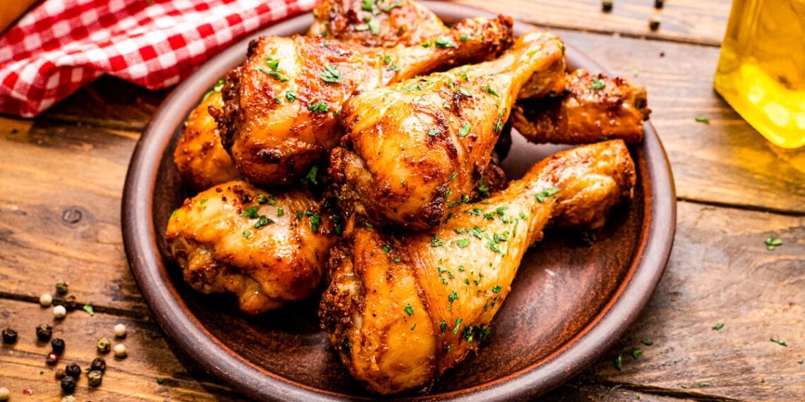 Pernas de frango no forno estaladiças