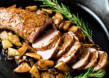 Lombo de porco assado com mel e mostarda