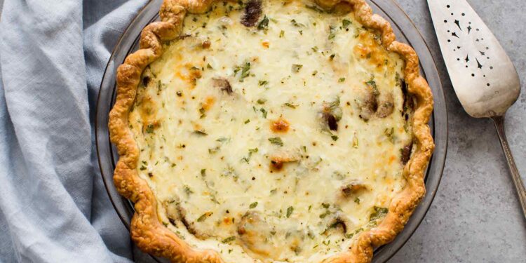 Tarte de cogumelos e iogurte