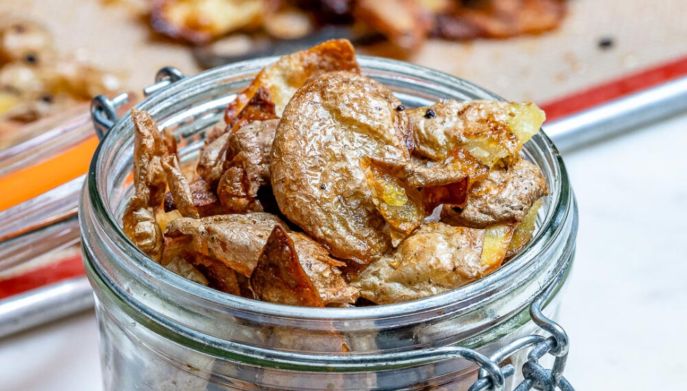 Cascas de batata no forno