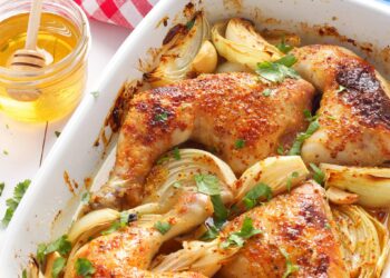 Frango no forno com mel e mostarda