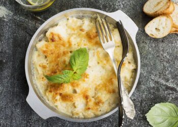 Bacalhau no forno com puré