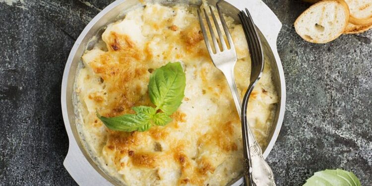 Bacalhau no forno com puré