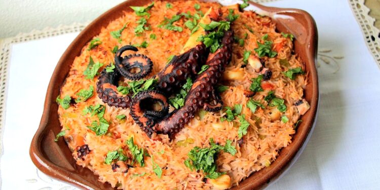 Polvo com arroz de forno