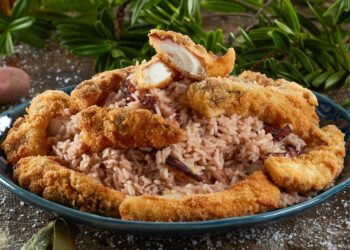 Filetes de polvo com arroz de feijão