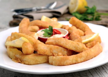 Tiras de pota panadas no forno