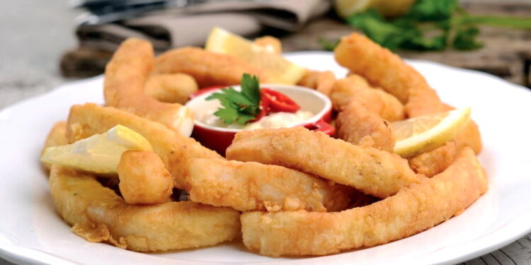 Tiras de pota panadas no forno