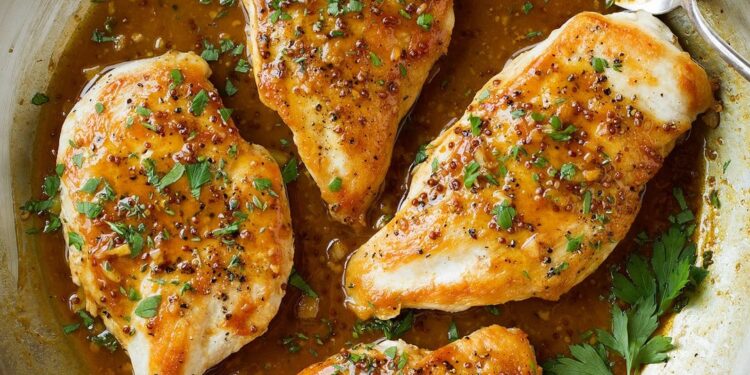 Bifes de frango com mostarda no forno