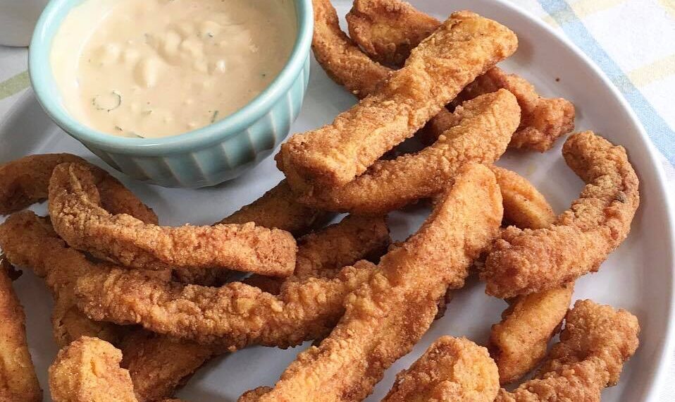 Tiras de pota fritas à setubalense