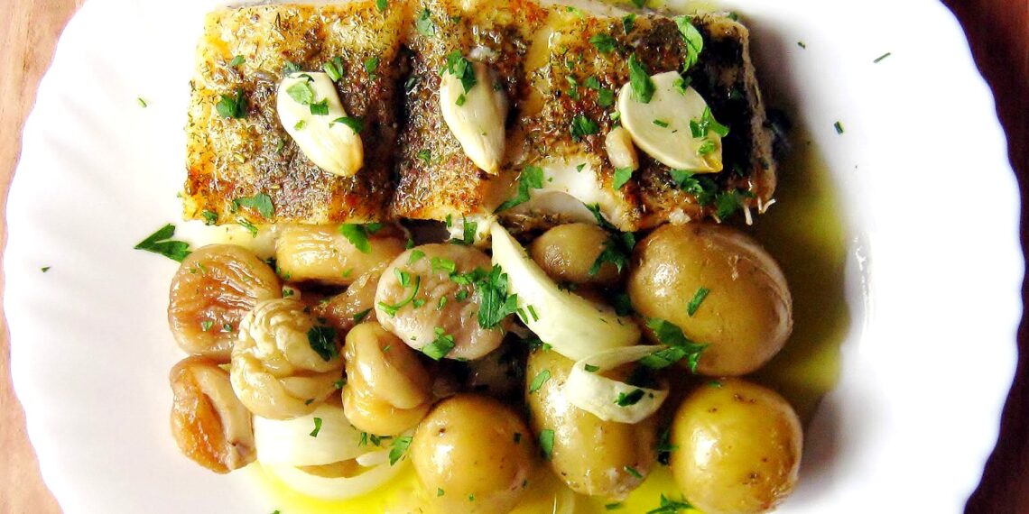 Bacalhau no forno com castanhas