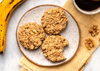 Bolachas de aveia e banana saudáveis