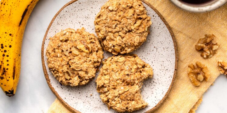 Bolachas de aveia e banana saudáveis