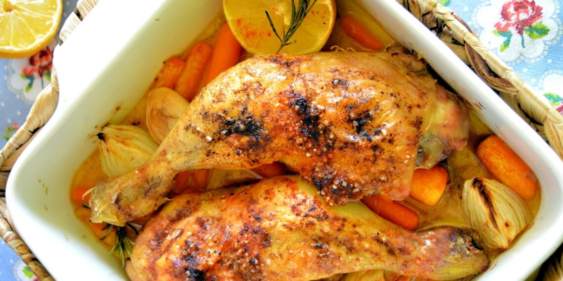 Frango no forno com laranja