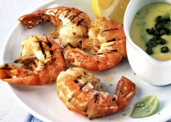 Gambas grelhadas com limão