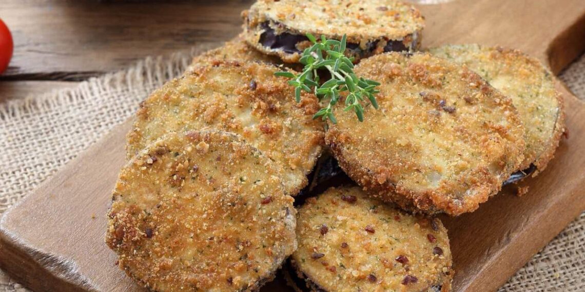 Beringela panada no forno