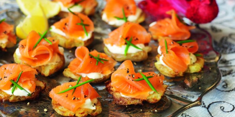 Canapés de salmão fumado