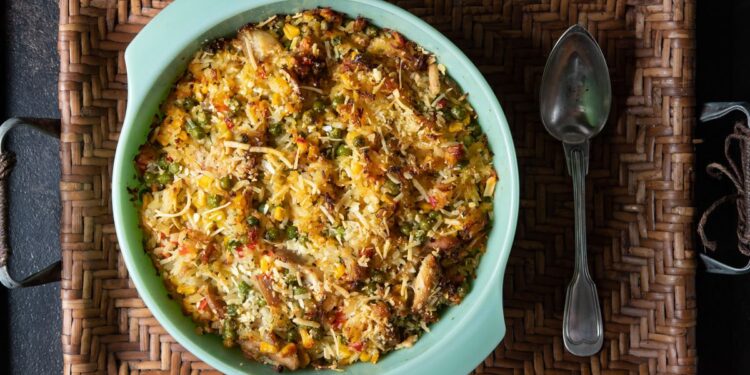 Arroz de frango no forno