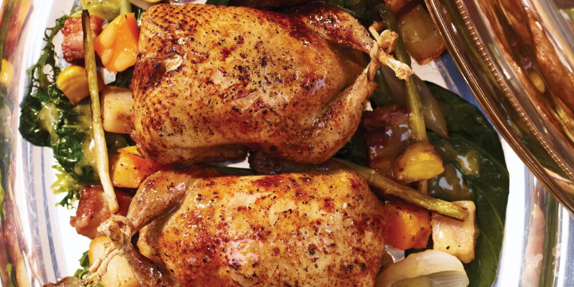 Codornizes assadas no forno