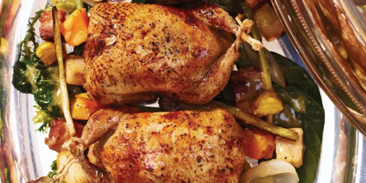 Codornizes assadas no forno