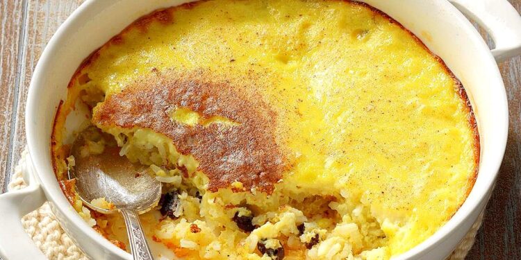 Arroz doce com pudim flan