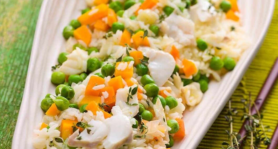 Arroz de peixe com legumes
