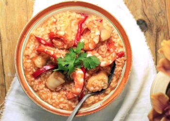 Arroz de tamboril com gambas