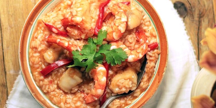 Arroz de tamboril com gambas
