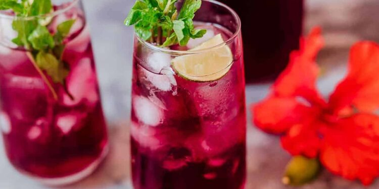 Chá gelado de hibisco