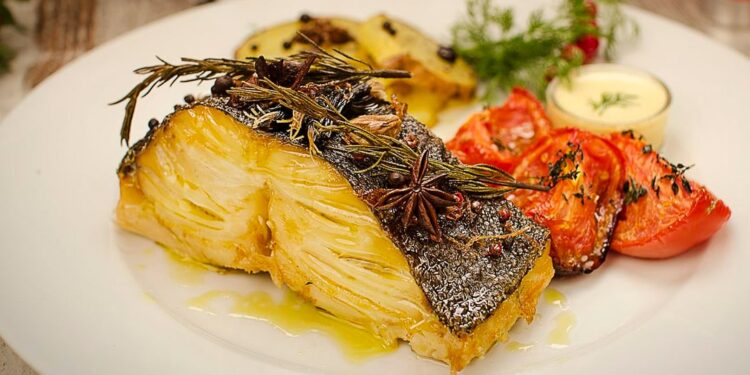 Bacalhau no forno com alecrim