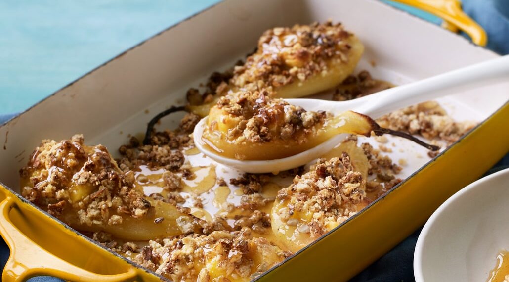 Crumble de pera simples e fácil