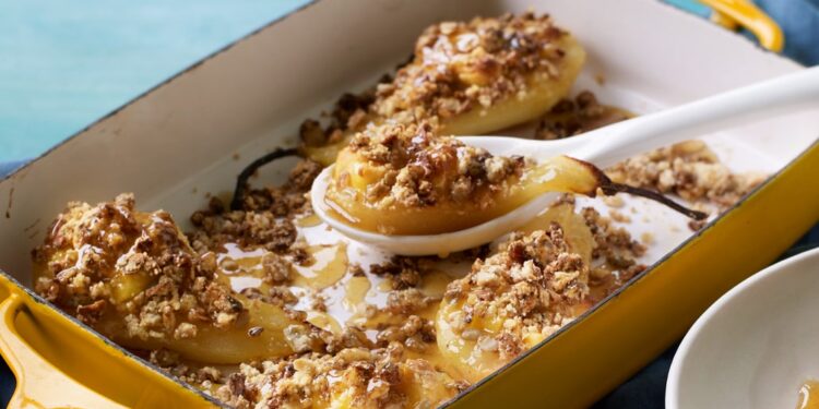 Crumble de pera simples e fácil