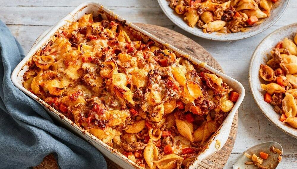 Massa gratinada com carne picada