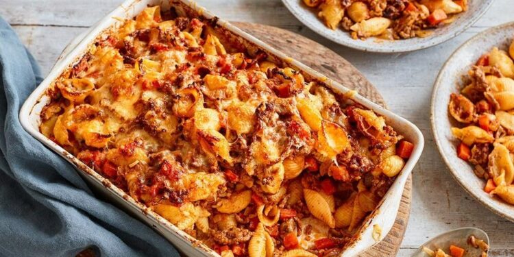 Massa gratinada com carne picada