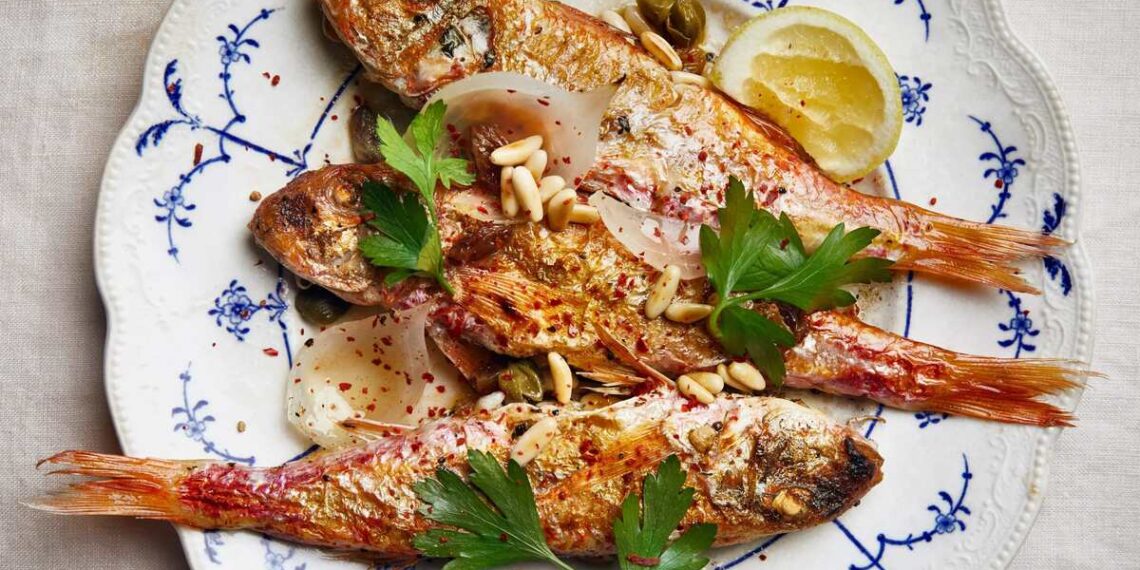 Salmonetes grelhados à moda de Setúbal