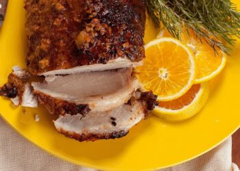 Lombo de porco assado com laranja