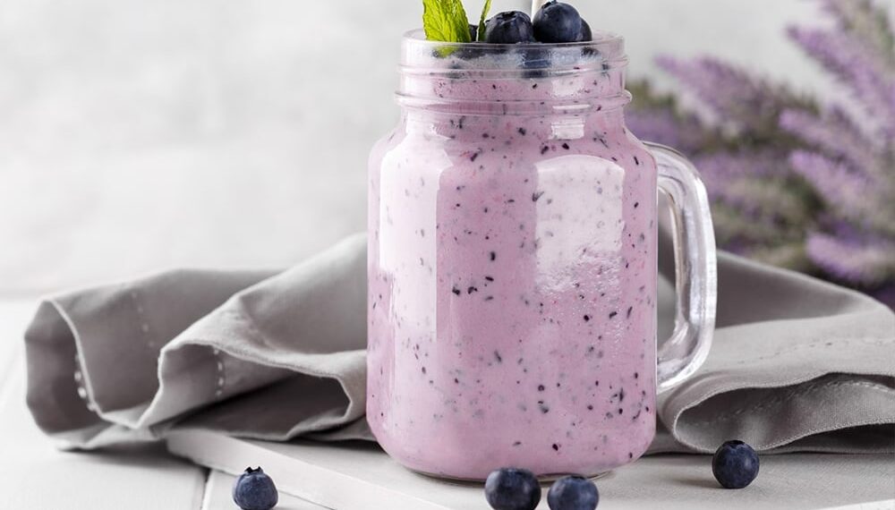 Batido de mirtilo fácil e rápido