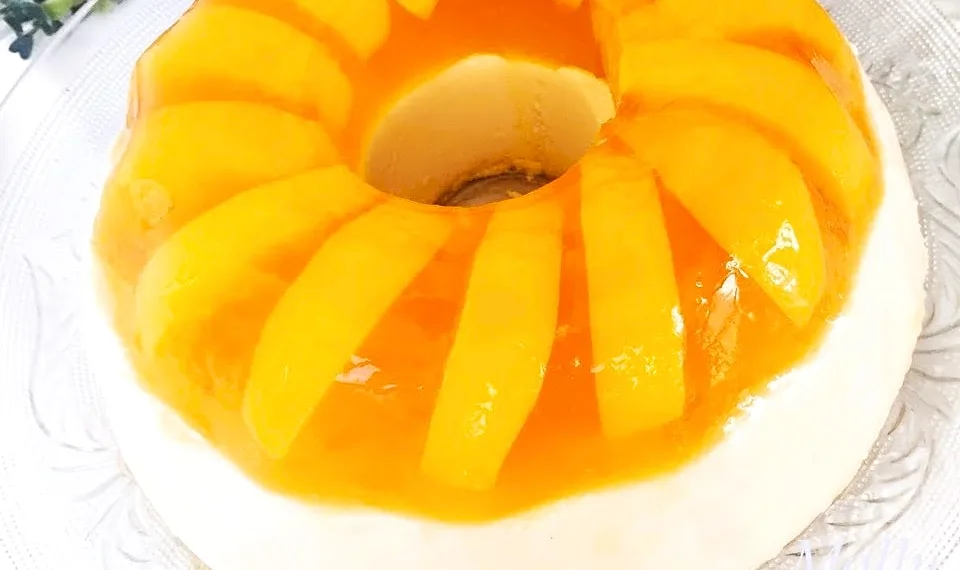 Sobremesa fresca de gelatina com natas