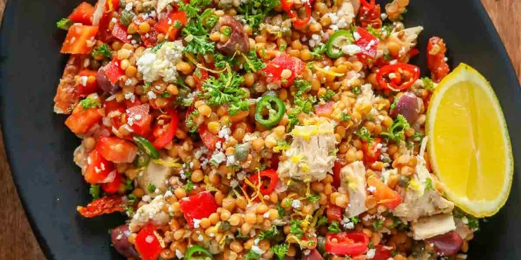 Salada de lentilhas com atum