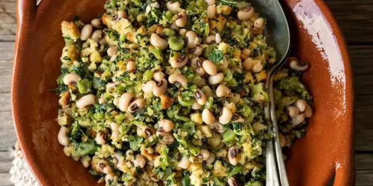 Migas de broa com couve