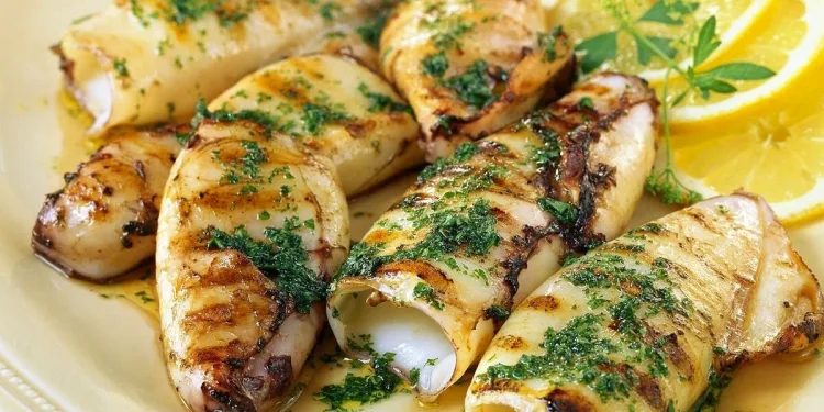 Chocos grelhados com molho verde