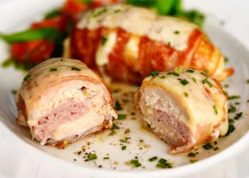 Peito de frango recheado com presunto