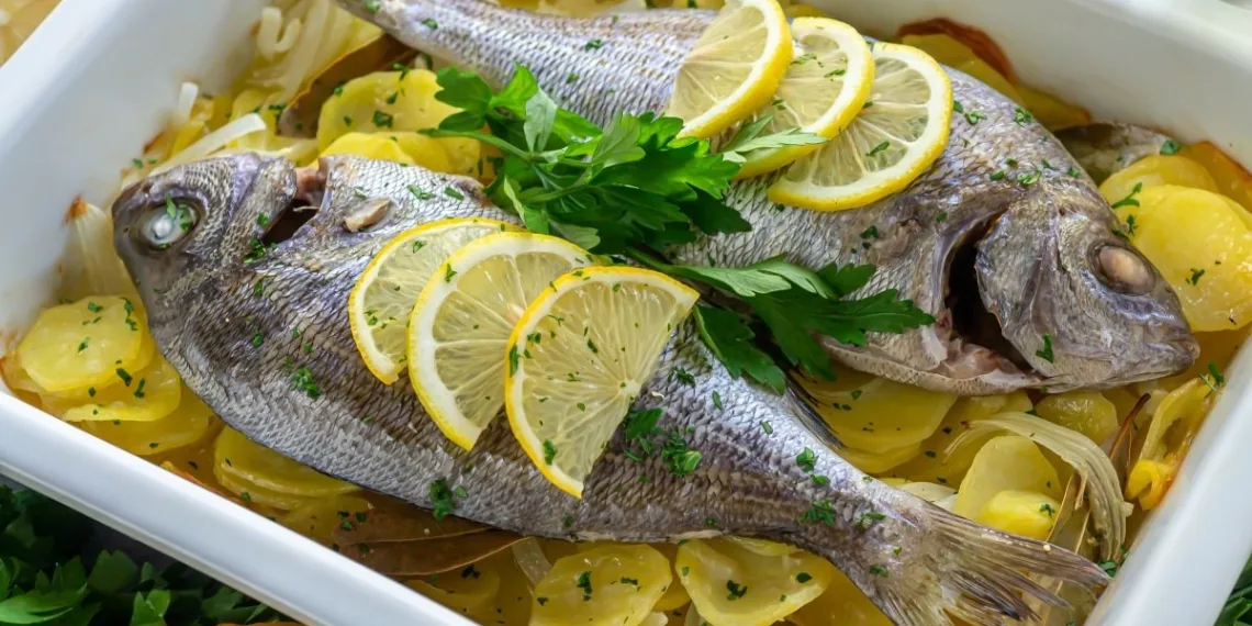 Dourada no forno com batatas