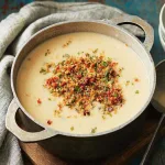 Creme de alho francês com presunto