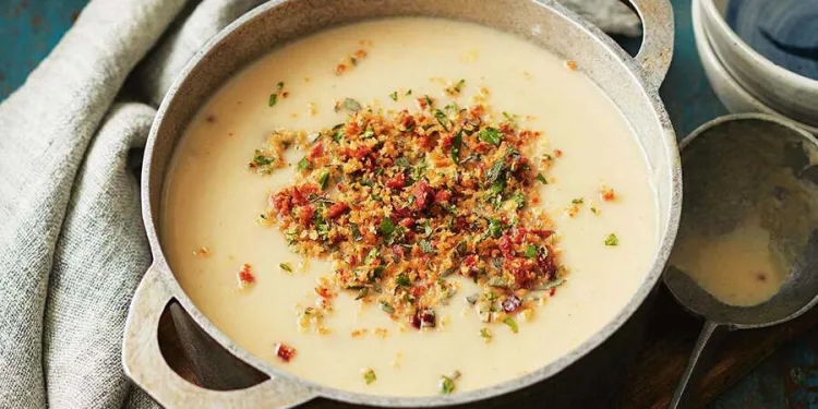 Creme de alho francês com presunto