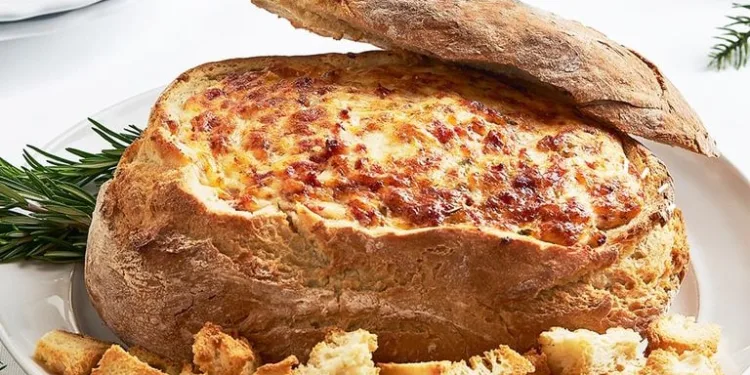 Pão recheado com mozzarella e presunto