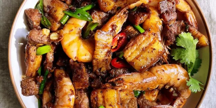 Carne de porco com camarão