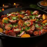 Castanhas salteadas com chouriço
