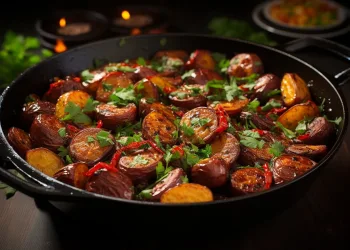 Castanhas salteadas com chouriço